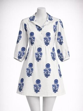 Victoria Dunn Folly Flounced Mini Dress Medium Periwinkle Blossom No Belt